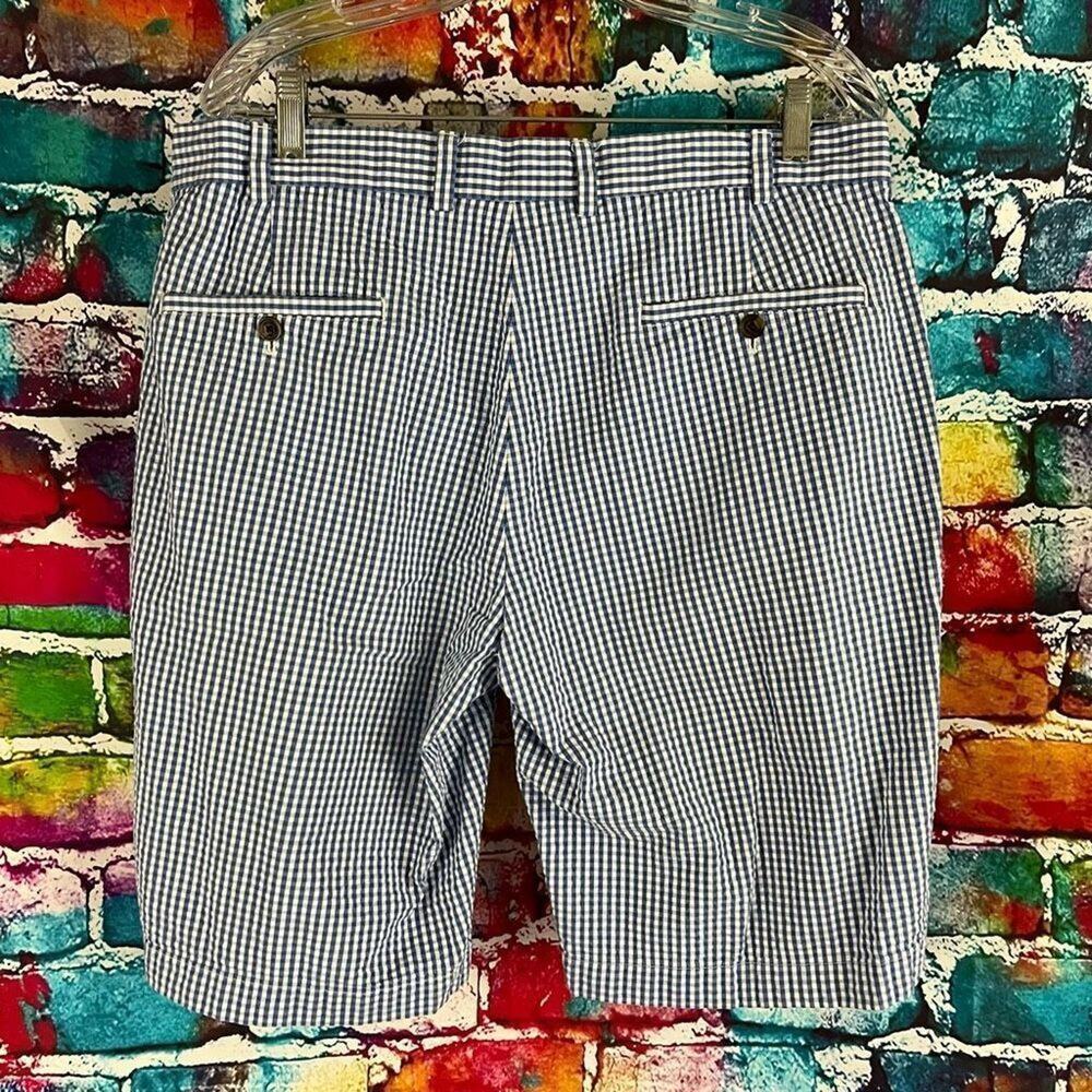 Brooks Brothers Genuine Seersucker Bermuda Short Size 36 Cotton Shorts Blue Whit - Picture 5 of 7